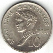 Filipiny 10 sentimos centymów 1967 -  17,5 mm - nr 1 