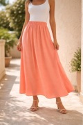 HIT! Satynowa Spódnica Maxi Marks & Spencer M Koral / Peach | Boho Elegant