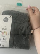 Bawełniane rajstopy grafitowe dla dziewczynki - 5 par - George 110/116