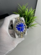 Srebrno-złoty regulowany zegarek ICE 42mm z niebieską tarczą