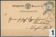 Bawaria, Bayern, 5 pf., karty pocztowe z obiegu około 1880 r.