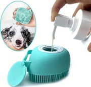 Silikonowa Szczotka do Kąpieli dla Zwierząt z Pojemnikiem na Szampon