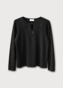 Sweter damski  czarny z wełną cekiny haft elegancki XL