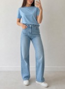 Jeansy straight long leg z wysokim stanem