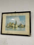 Stary obraz akwarela miasto niemieckie 1 