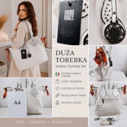 Duża Torebka Damska Dudlin A4 Włoska Shopper Biała Nowa Z Metką