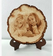 Portrety grawerowane na drewnie, Plaster Brzozy 20 cm 