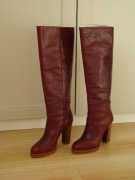 Bordowe kozaki Zara rozmiar 37 skóra licowa