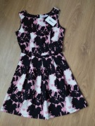 Nowa sukienka koktajlowa so simply różowo czarno biała 38/40 kod765