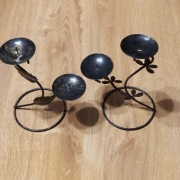 DWA OZDOBNE ŚWIECZNIKI - KAŻDY NA 2 ŚWIECZKI