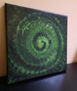 "Hipnoza" na płótnie 30×30 metodą pouring 