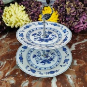 Śliczna patera / etażerka 2-poziomowa - Wzór cebulowy - Wellco #1