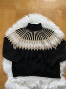 Sweter damski z golfem ze wzorem z dodatkiem wełny