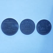 Monety, Indie 2 rupie 2008, 1 rupia 2001, 2 rupie 2012