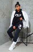 PLT**Czarne Spodnie Dresowe Dla Wysokiej**Napis Logo**42/XL/44/XXL