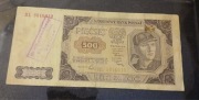 Banknot 500 złotych 1948 r seria BL 5846010 z obiegu z żadkim nadrukie