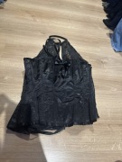 Gorset, 36/38, czarny satyna