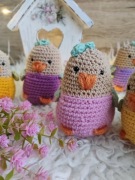 Kurczaki kurczak z włóczki szydełkowy rękodzieło nowy figurka zawieszka 