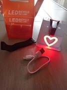 Lampka rowerowa,tylnie światło SERCE, 5trybów oświetlenia USB