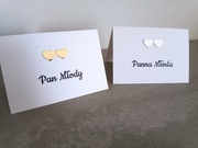 Winietki ślubne srebrne złote z dwoma serduszkami