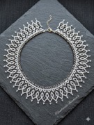Ręcznie robiony biały naszyjnik koronkowa kryza - Unique Hand-made