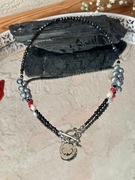 Naszyjnik z Pereł, Turmalinu i Koralu z Koniczyną "Luminia Protection"