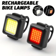 Zestaw Lampki Rowerowe LED COB Przód Tył Akumulator USB