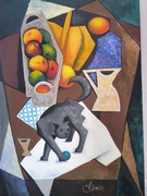 Obraz akrylowy Martwa natura z KOTEM 100x70 Klemba