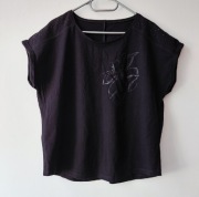 Bluzka czarna z kwiatkiem roz.xl/2xl wymiary opis firmy Megi