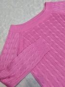 Różowy sweter Ralph Lauren L/XL, vintage, warkocz