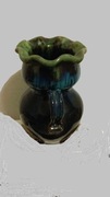 Kolorowy wazonik,vintage, ceramika, granat,zielony 
