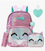 Plecak szkolny w zestawie piórnik mały plecaczek i brelok 