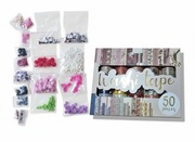 Kaboszony kwiatki DIY zestaw 1300 sztuk + WASHI TAPE VINTAGE 50 szt. Retro