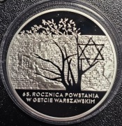 20 zł 65 rocznica wybuchu powstania w getcie warszawskim srebro 