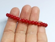 Bransoletka z Czerwonego KORALU 6 mm makrama boho czerwona