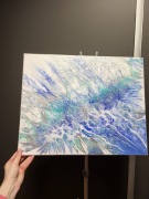 Obraz wykonany techniką fluid art (pouring)