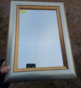 Lustro w drewnianej, szarej, srebrnej ramie