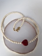 Naszyjnik damski choker z kamieni naturalnych z sercem