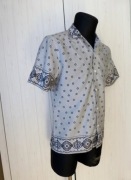 Koszula z krótkim rękawem REISS Murph Grey Navy Bandana Cotton Camp M