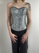 Biało-niebieski gorset panterkowy rozm. L