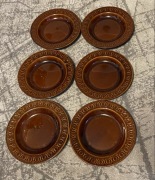 Annaburg Sintolan, talerze obiadowe głębokie, brązowe, porcelit, PRL