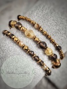 Komplet bransoletek handmade kwarc dymny cytryn naturalne kamienie
