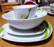 Zestaw filiżanki talerzyki miska komplet 3szt