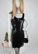 Czarna cekinowa sukienka Monteau L 40 błyszcząca wyjściowa na imprezę