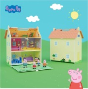 Przenośny drewniany domek Peppa Pig z dekoracjami 4 figurki dla dziecka