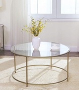 Stolik Vasagle LGT21G okrągły 84 x 84 x 45,5cm przezroczysty, złoty