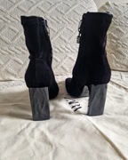 ZARA Nowe czarne aksamitne botki na obcasie 38 kolekcja 2025