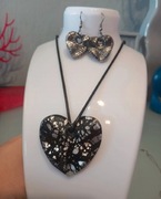 Piękny zestaw upominkowy naszyjnik z kolczykami Serca