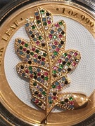1 Oz Silver Coin 2019 5 Mark Germania Bejeweled Oak Leaf Yellow 