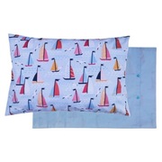 Poszewka 60x40 cm Statki żaglówki szara - Bawełna